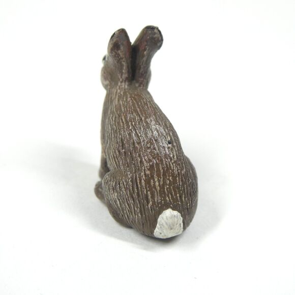 Miniature Rabbit Figurine Cold Painted Metal 1" Small Hare Bunny Realistic Bergm - Picture 4 of 8